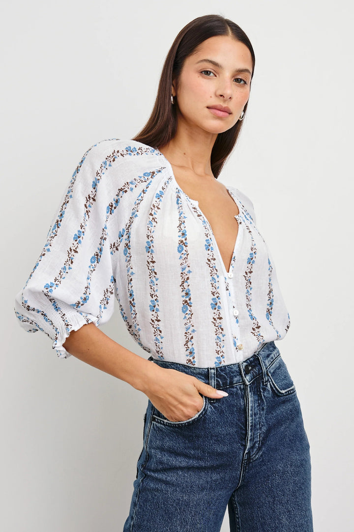 Bluebell Stripe Relaxed Fit Mariah Top