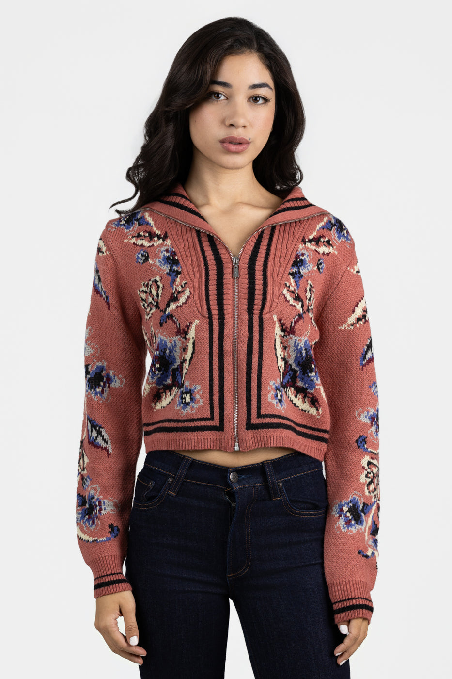 Blush Pink Floral Beauty Tapestry Cardigan