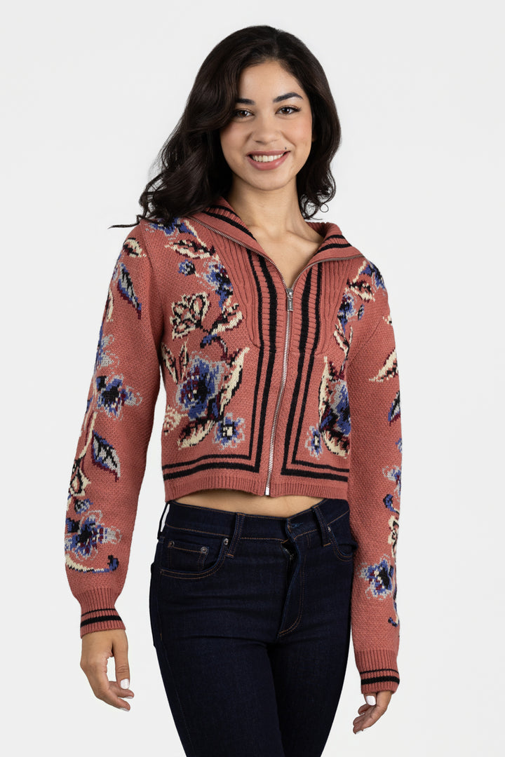 Blush Pink Floral Beauty Tapestry Cardigan