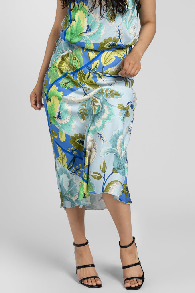 Botanical Scarf Print Mia Bias Skirt