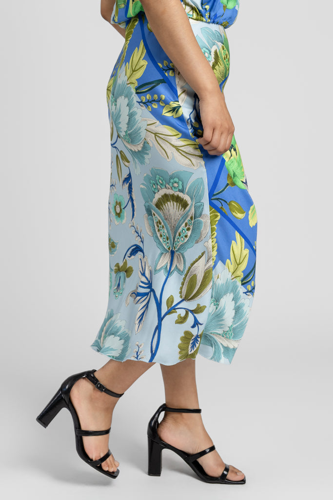 Botanical Scarf Print Mia Bias Skirt