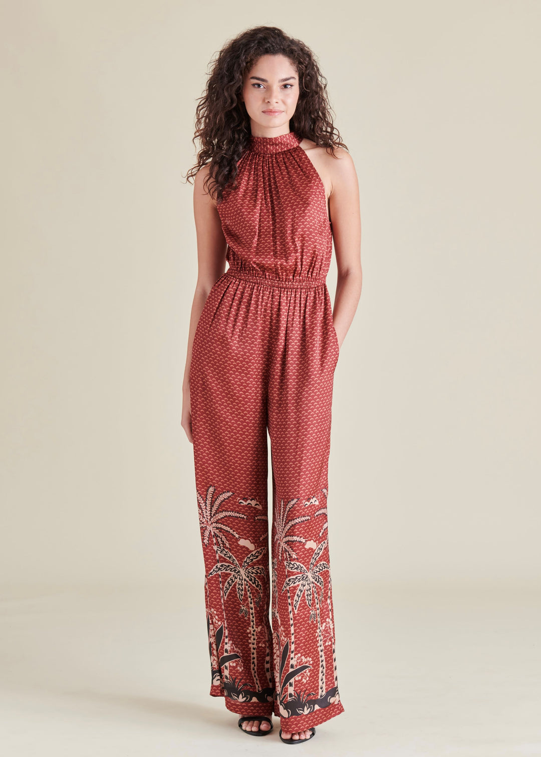 Brick Red Halter Danae Jumpsuit