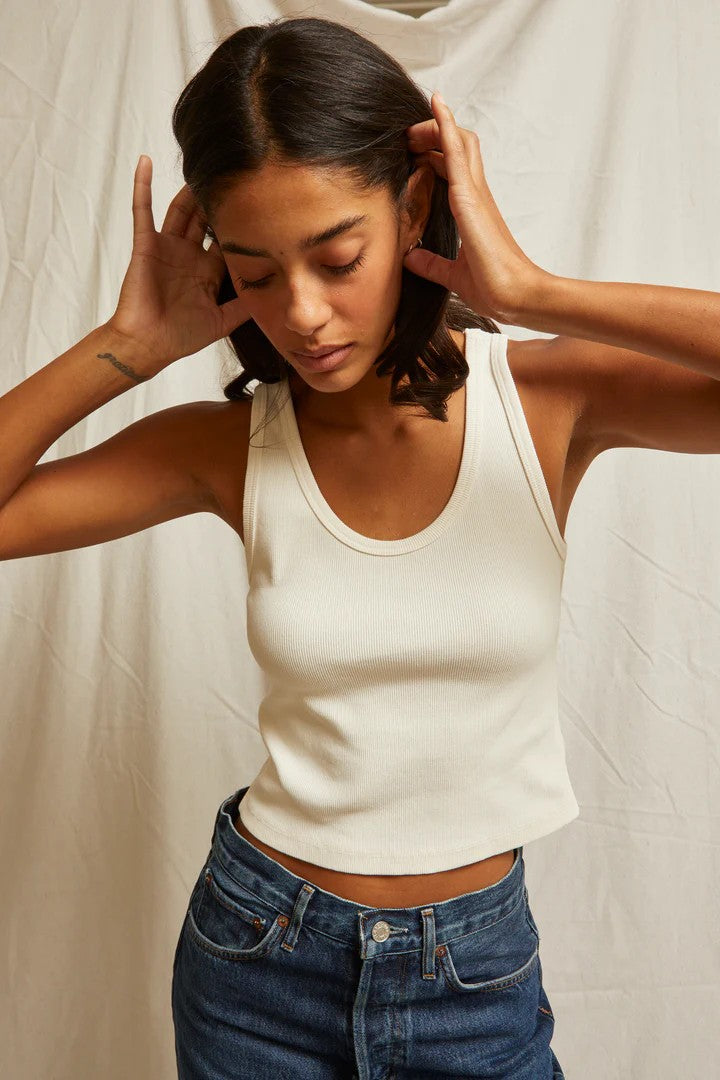 Bright Ivory Structured Blondie Tank