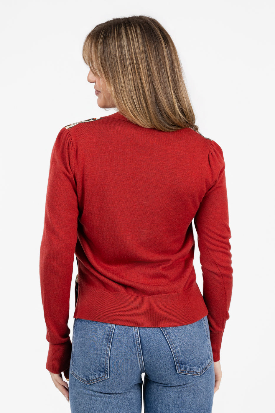 Red Ainika Garden Scarf Cardigan