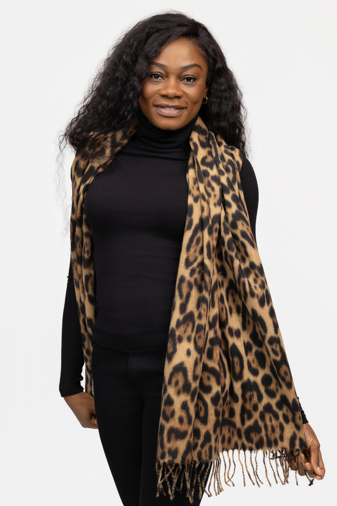 Brown Black Animal Print Scarf