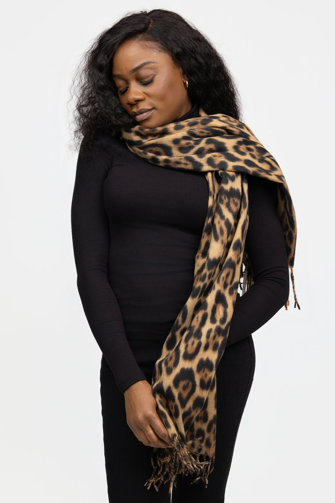 Brown Black Animal Print Scarf