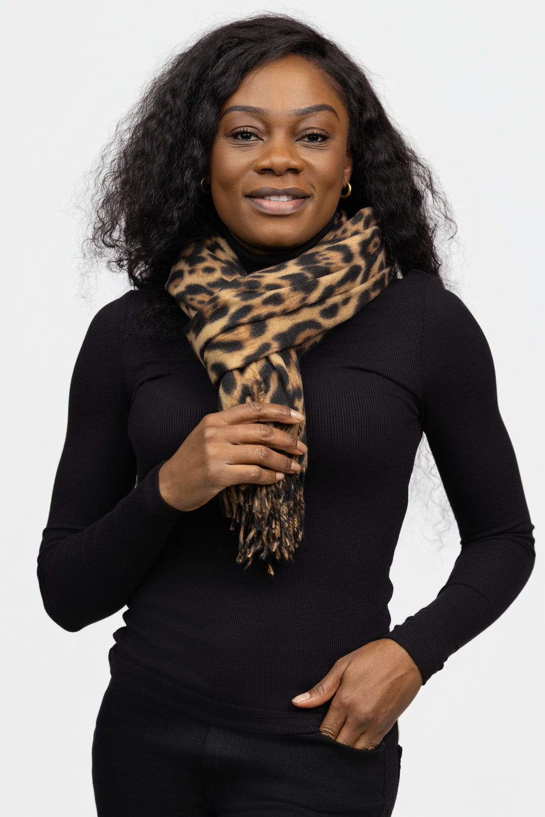 Brown Black Animal Print Scarf