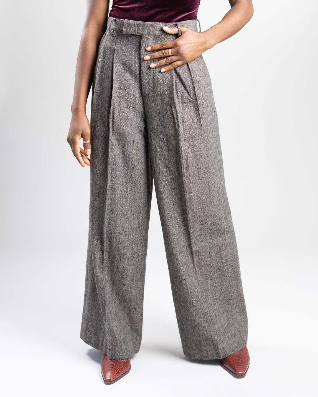 Brown Blue Wide Leg Milani Pant