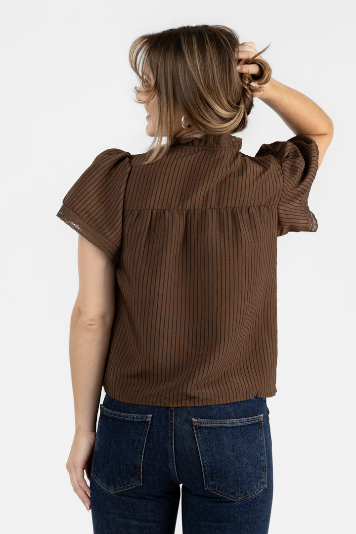 Brown Front Tie Blouse
