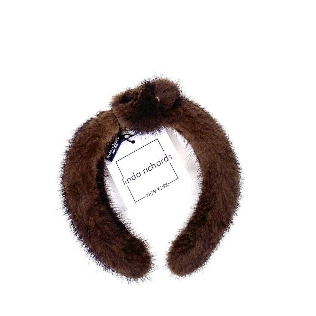 Brown Mink Fur Knotted Headband