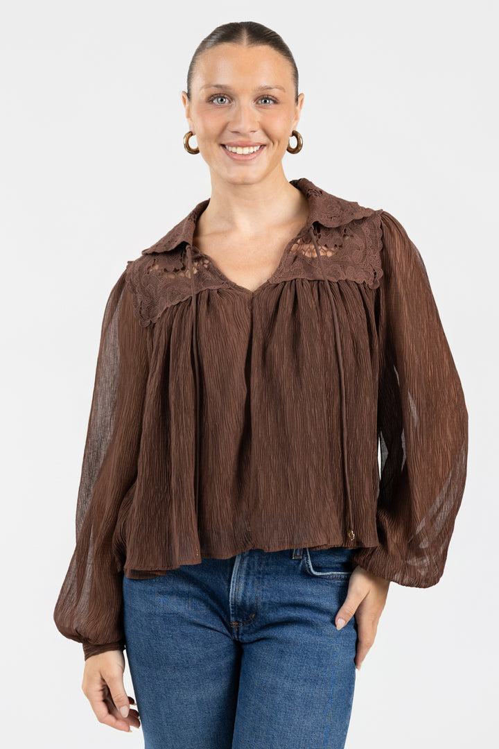 Brown Relaxed Fit Blouse