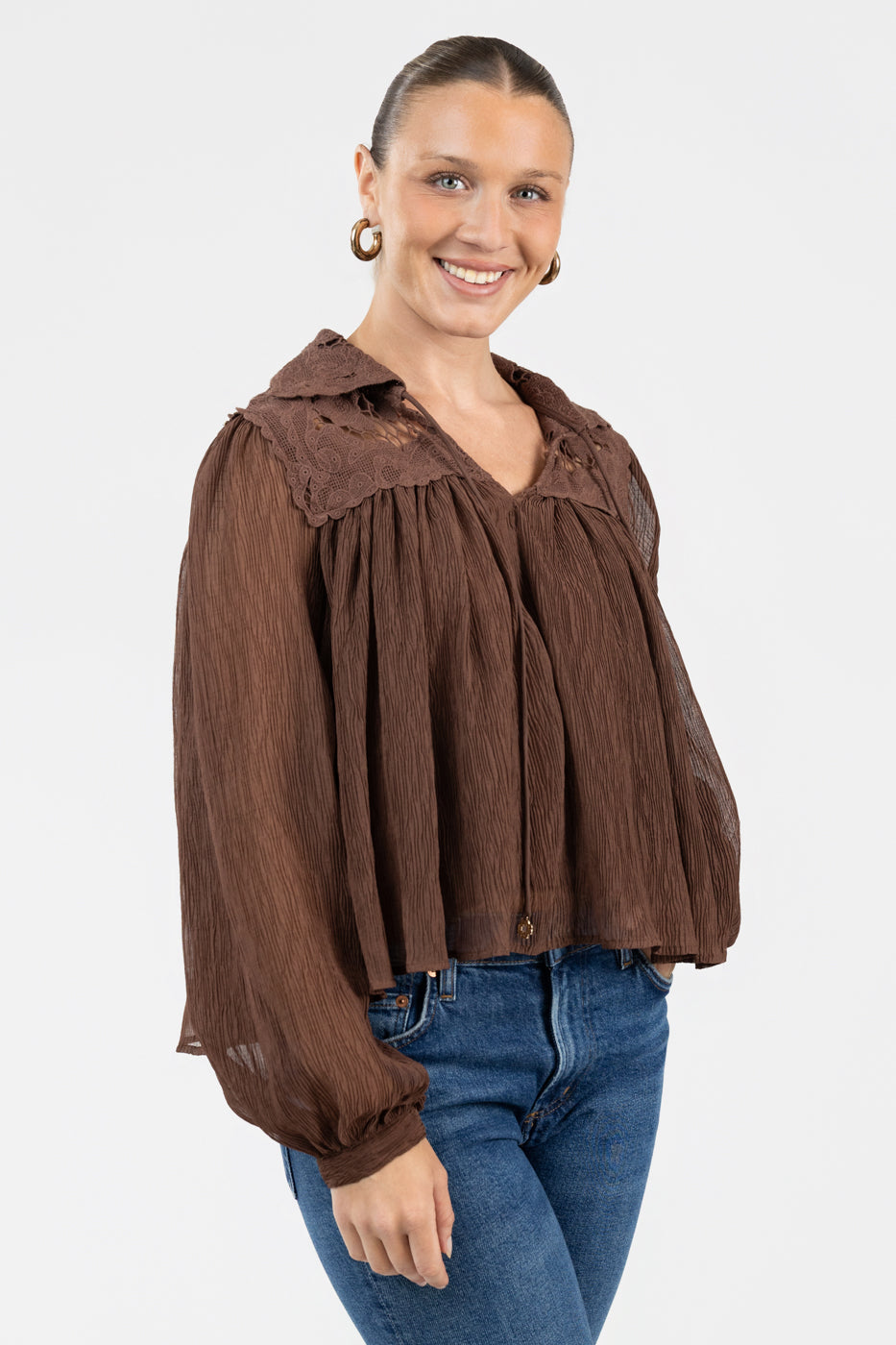 Brown Relaxed Fit Blouse