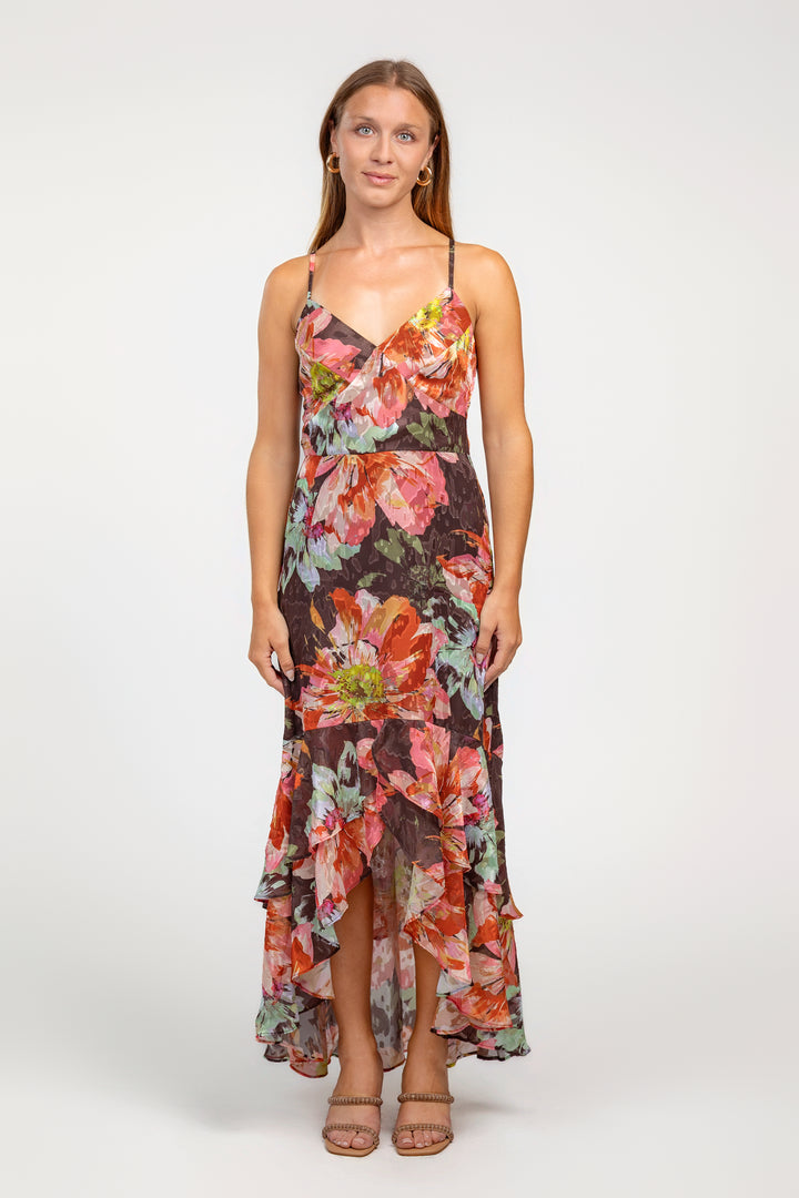 Brown Vintage Floral Royce Dress