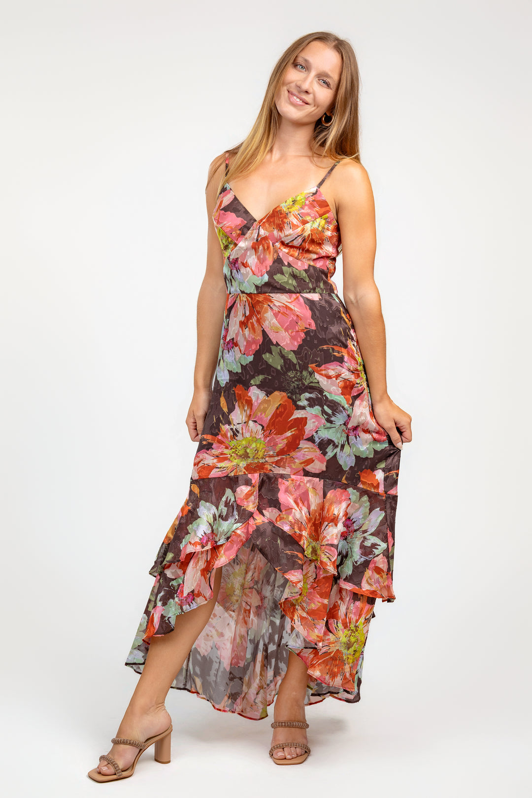 Brown Vintage Floral Royce Dress