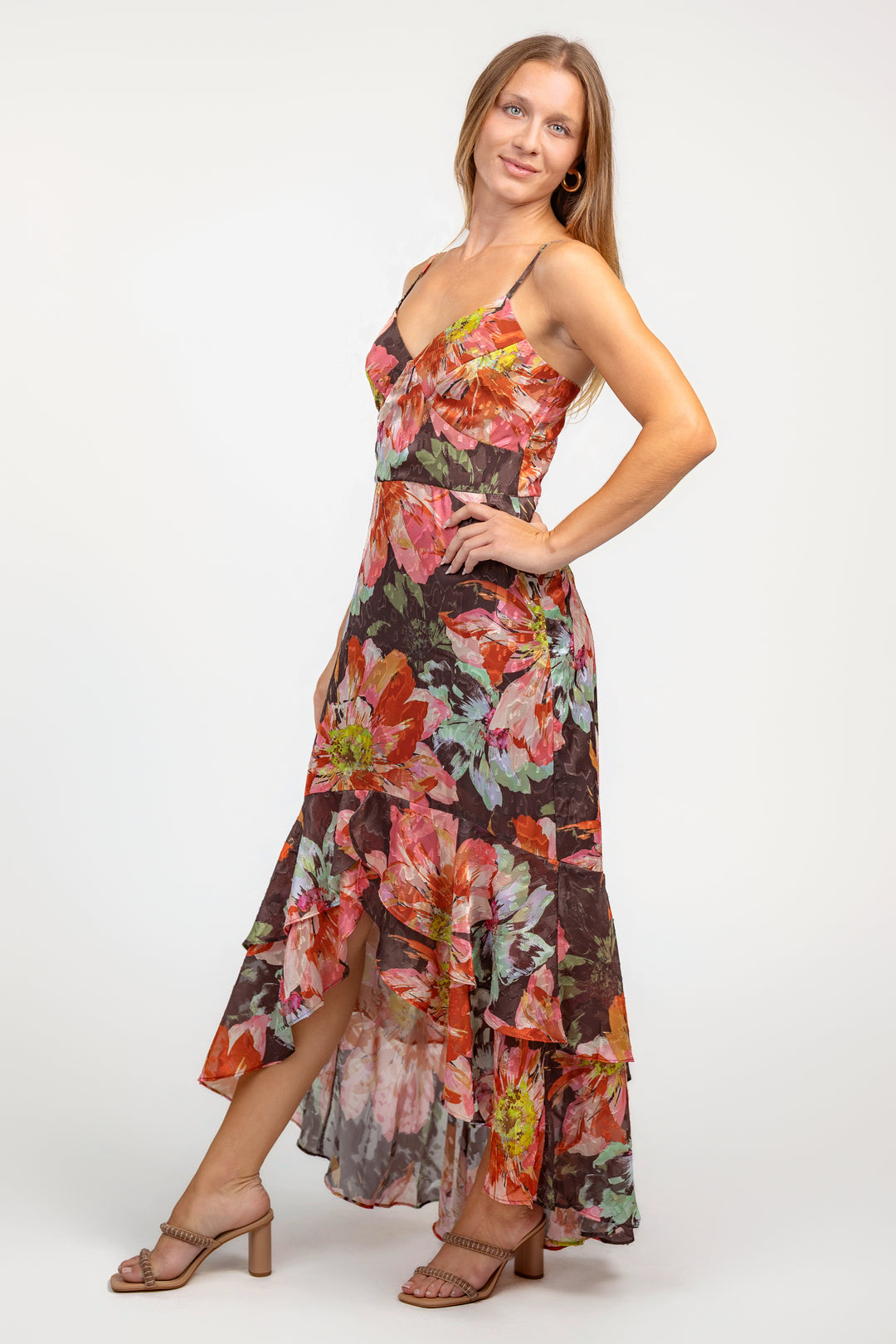 Brown Vintage Floral Royce Dress