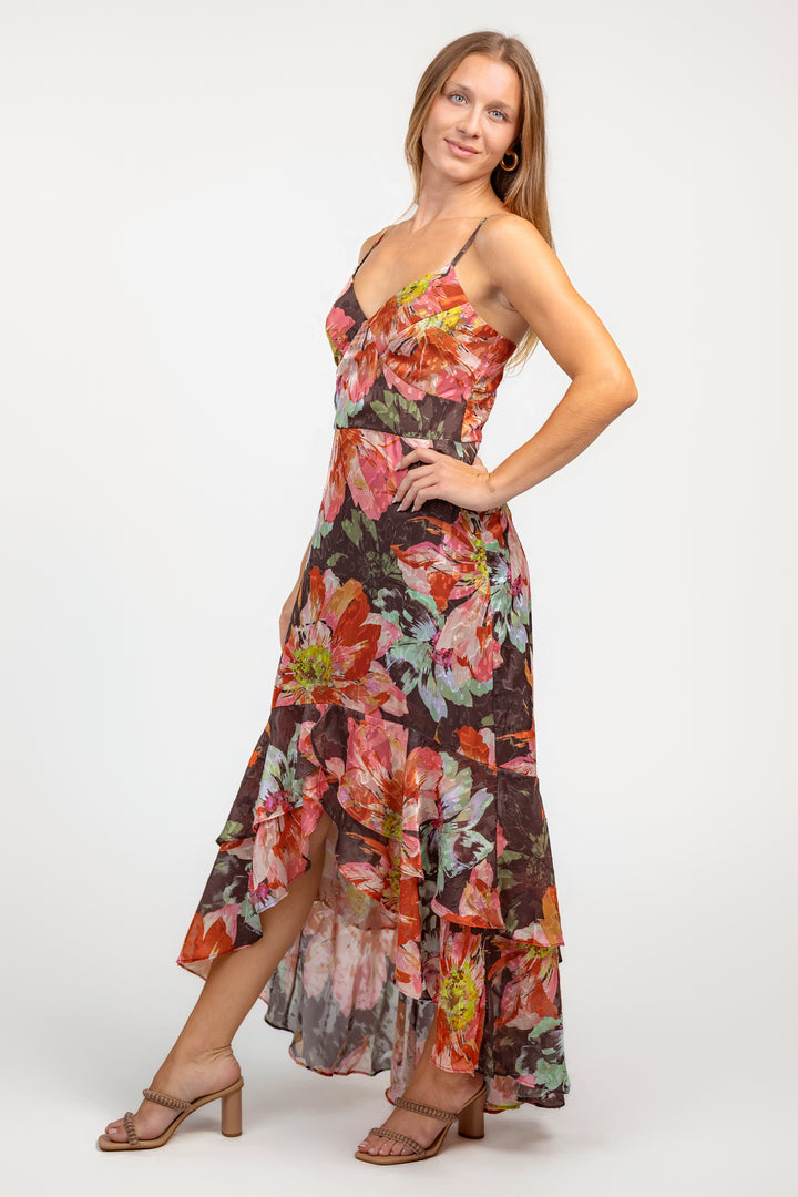 Brown Vintage Floral Royce Dress