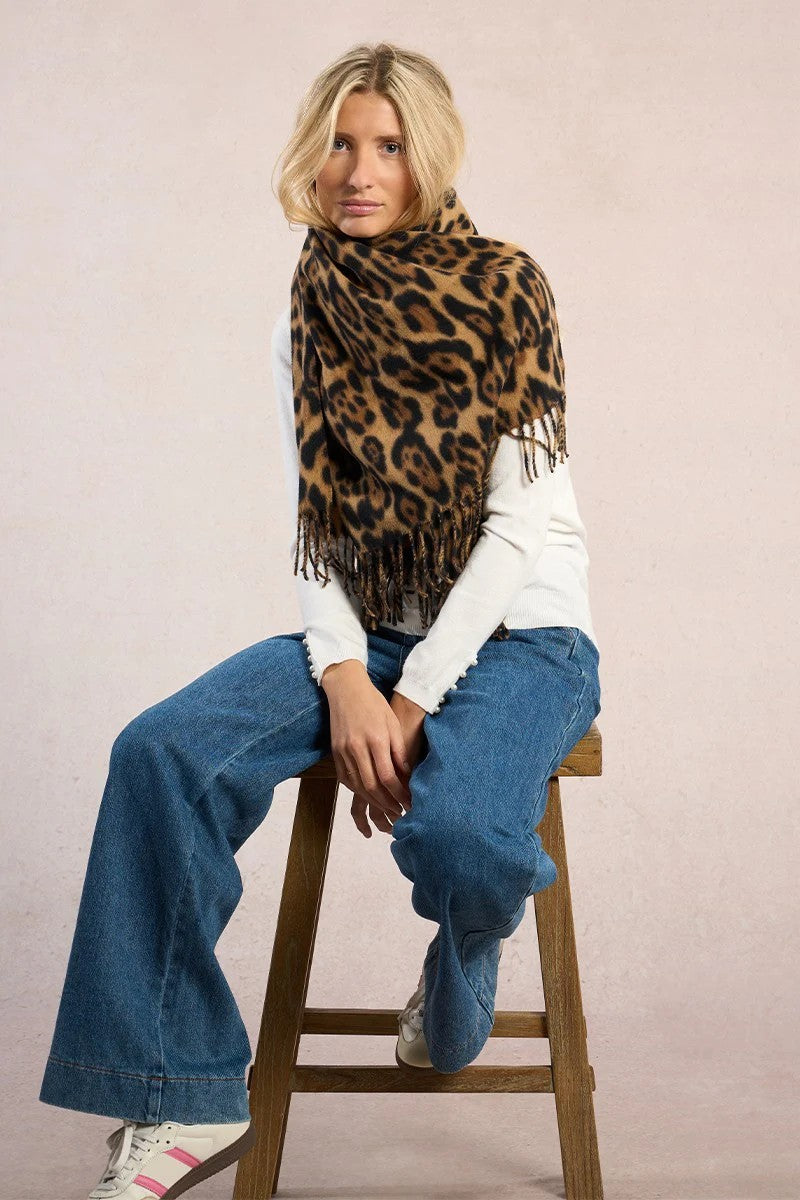 Brown Black Animal Print Scarf