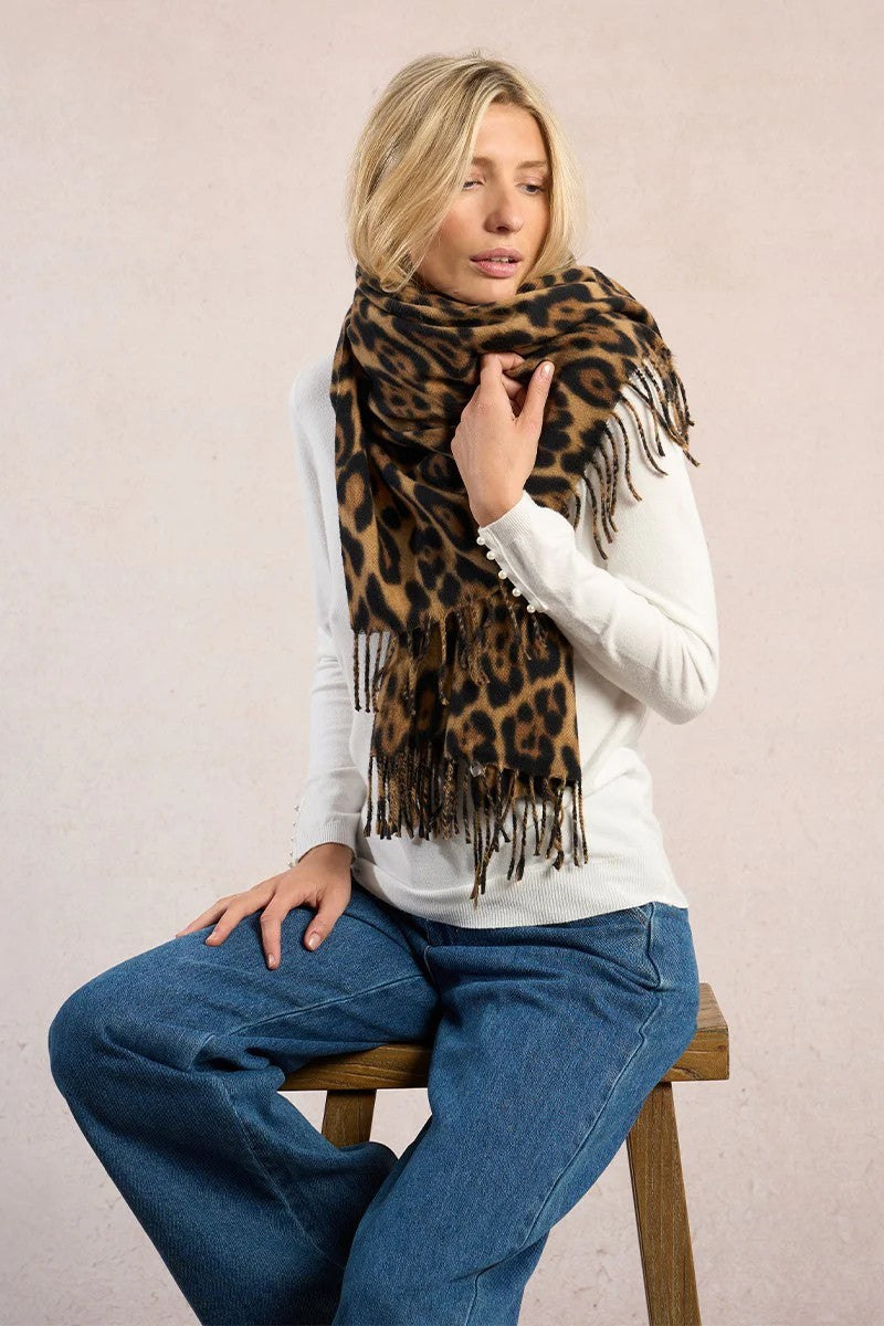 Brown Black Animal Print Scarf