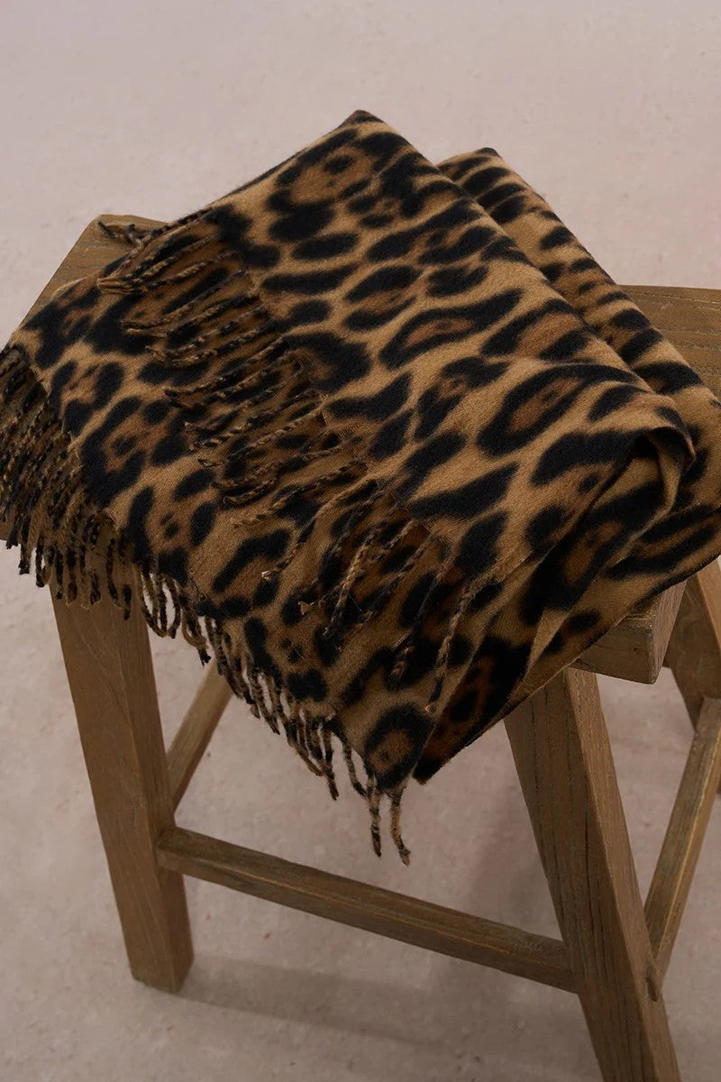 Brown Black Animal Print Scarf