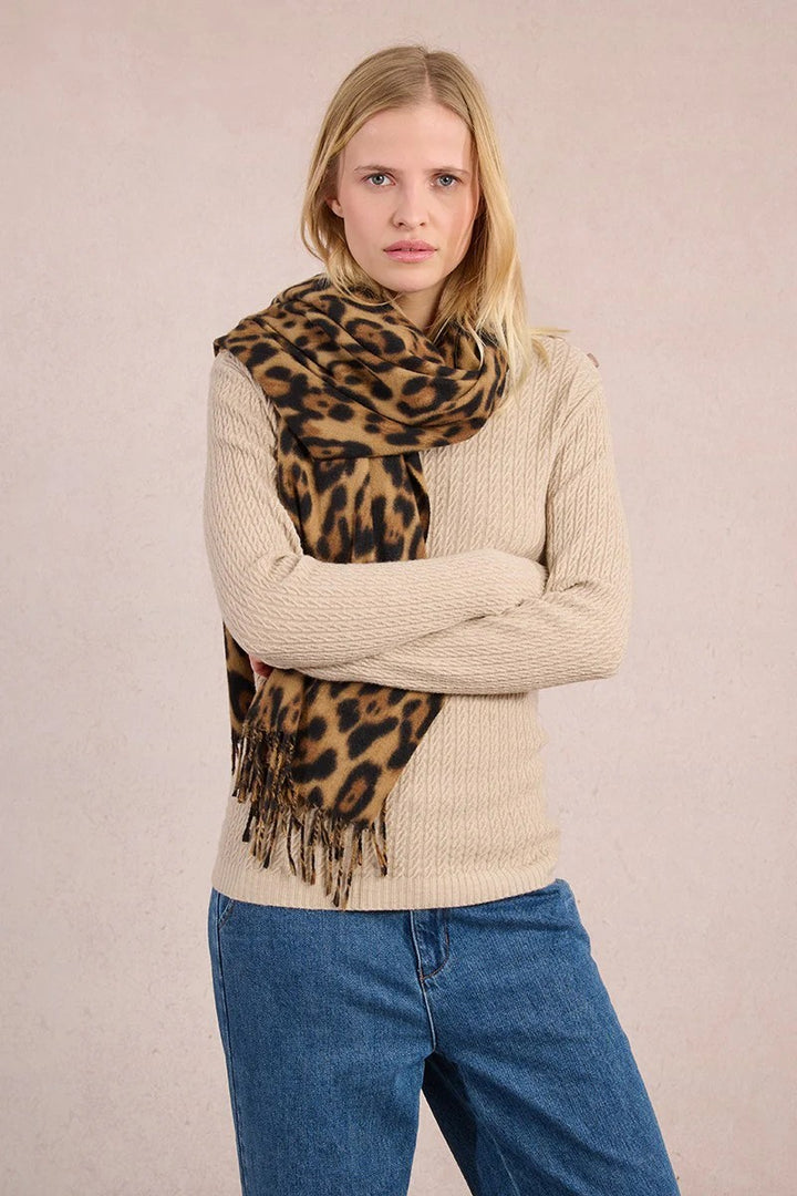 Brown Black Animal Print Scarf