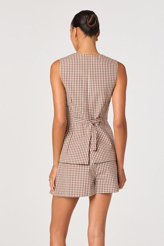 Brown Checker Karan Vest