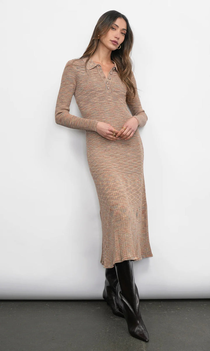 Brown Mixed Knit Alba Sweater Dress