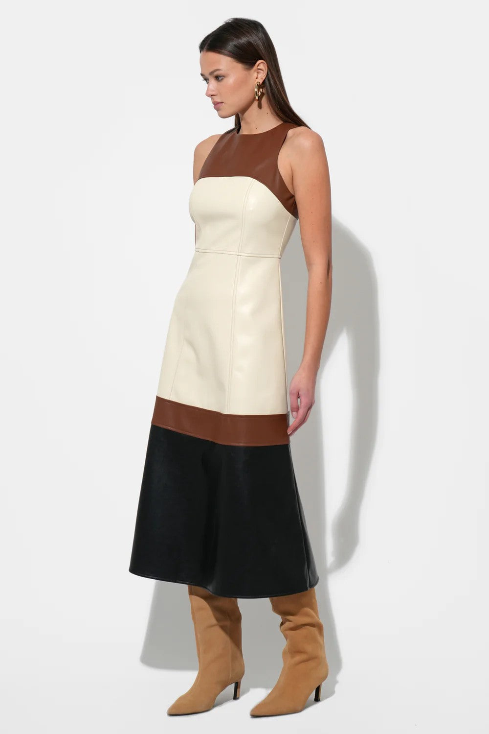 Brown Multi Caspia Midi Dress