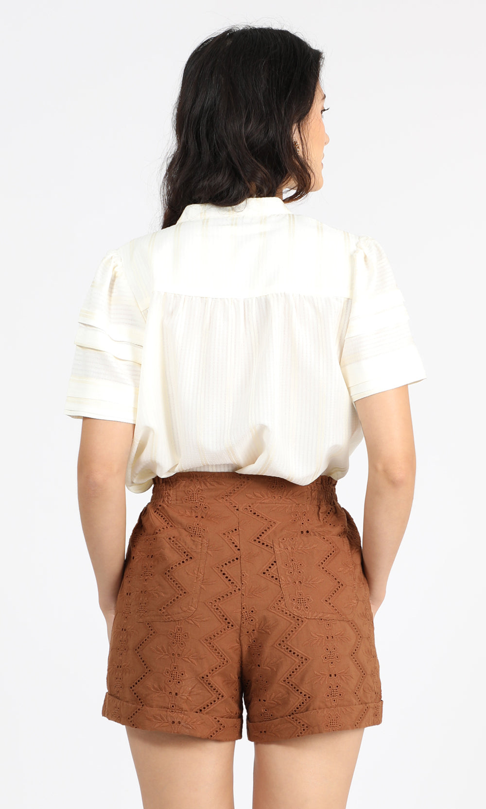 Brown Shelli Eyelet Shorts