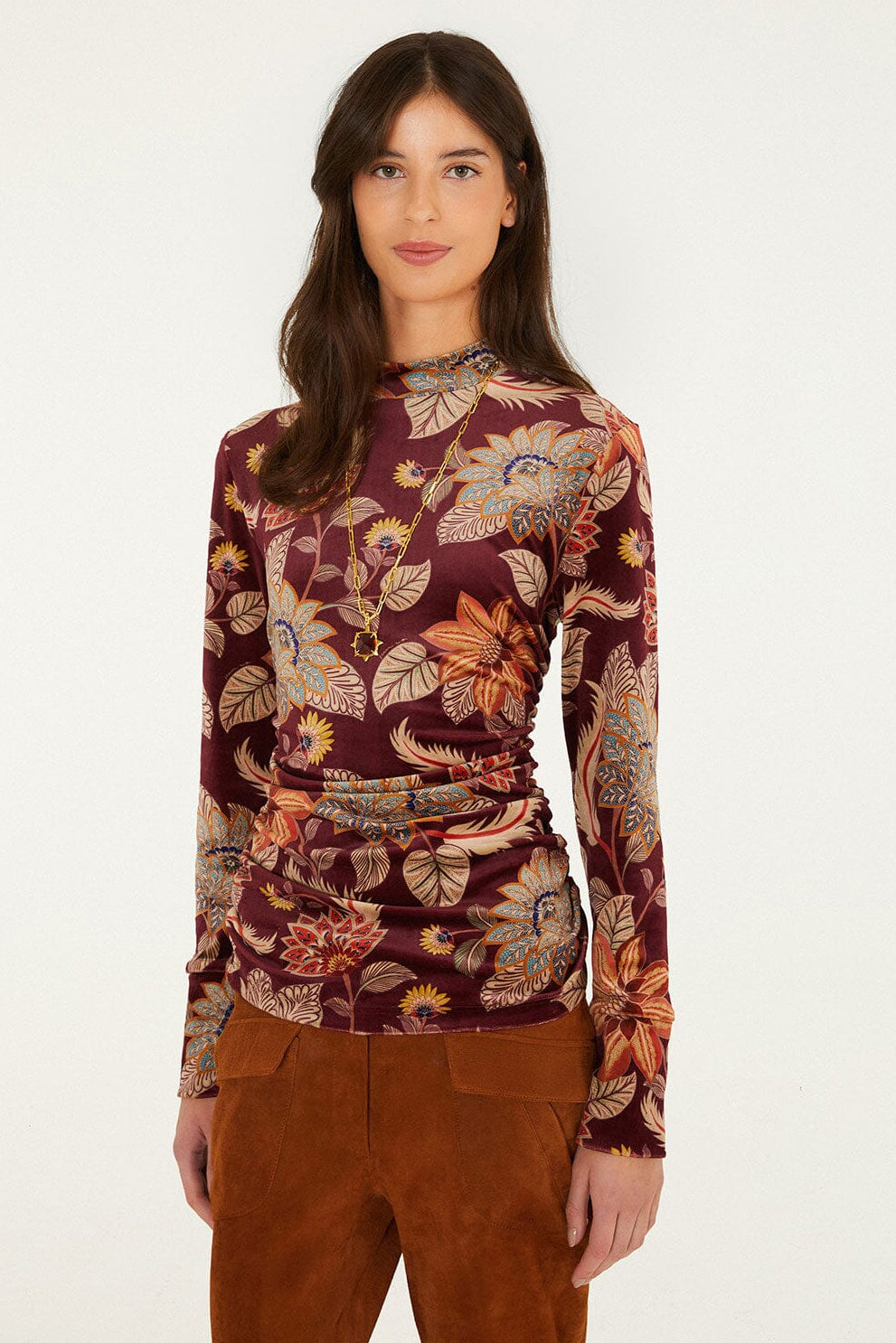 Burgundy Delhi Floral Blouse