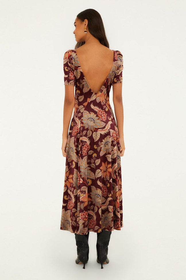Burgundy Delhi Floral Maxi Dress