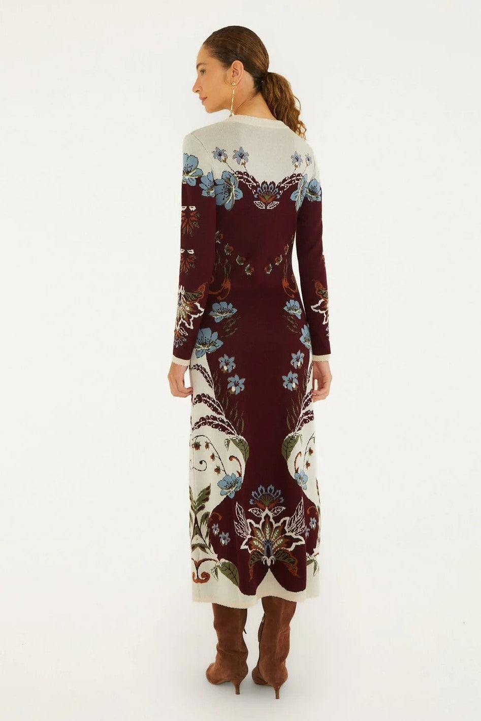 Burgundy Millena Knit Midi Dress