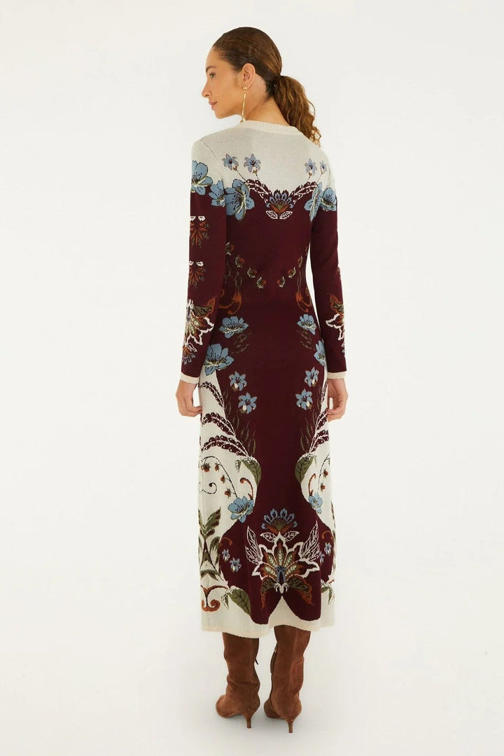 Burgundy Millena Knit Midi Dress