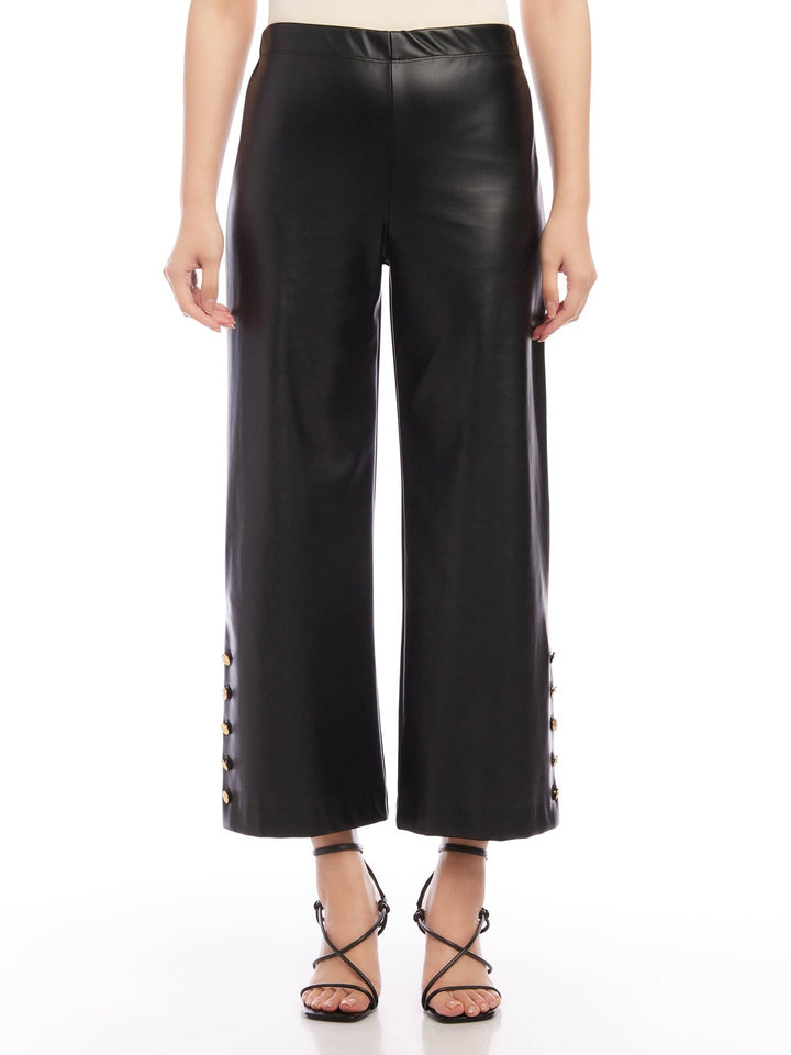 Buttoned Up Black Faux Leather Trousers