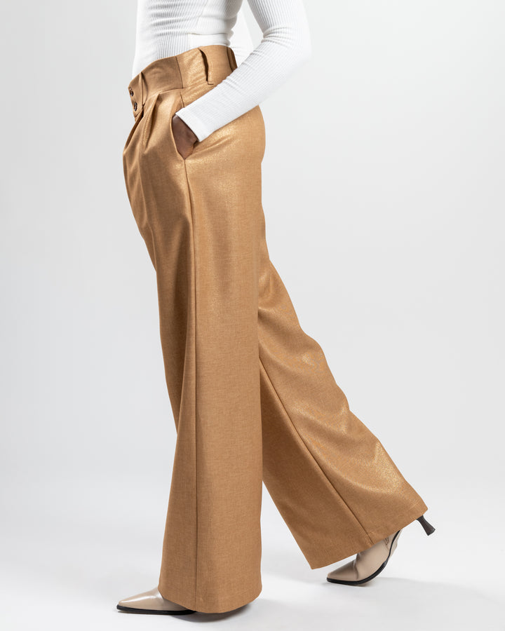 Camel Shimmer Wide Leg Sadie Pant