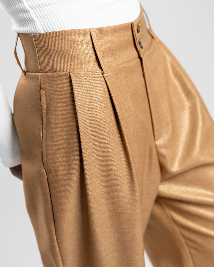 Camel Shimmer Wide Leg Sadie Pant