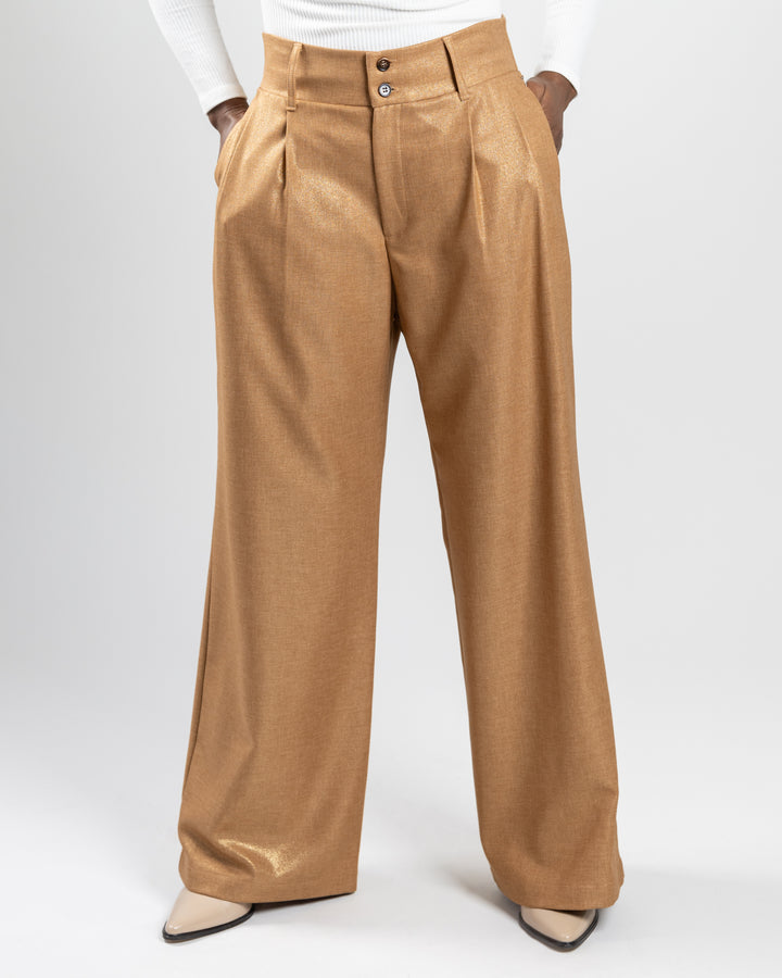 Camel Shimmer Wide Leg Sadie Pant