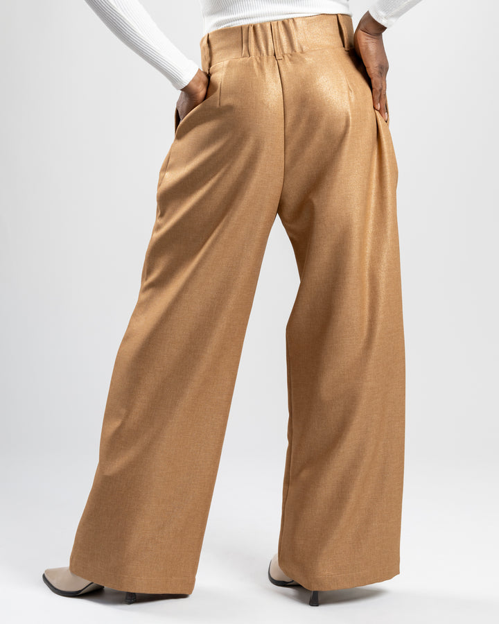 Camel Shimmer Wide Leg Sadie Pant