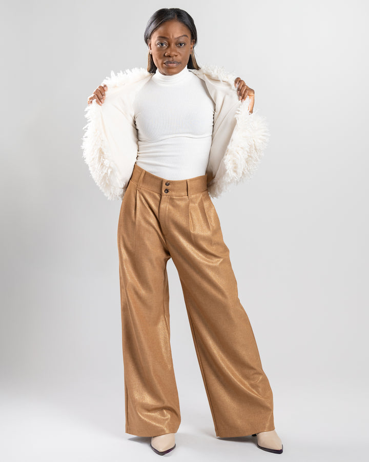 Camel Shimmer Wide Leg Sadie Pant