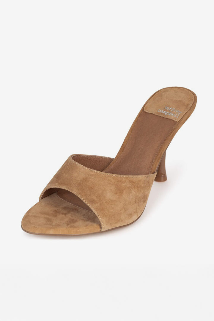 Camel Suede Agent Stiletto Mule