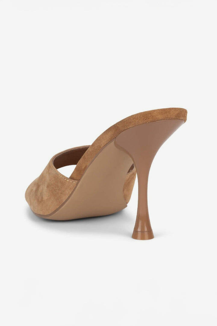 Camel Suede Agent Stiletto Mule