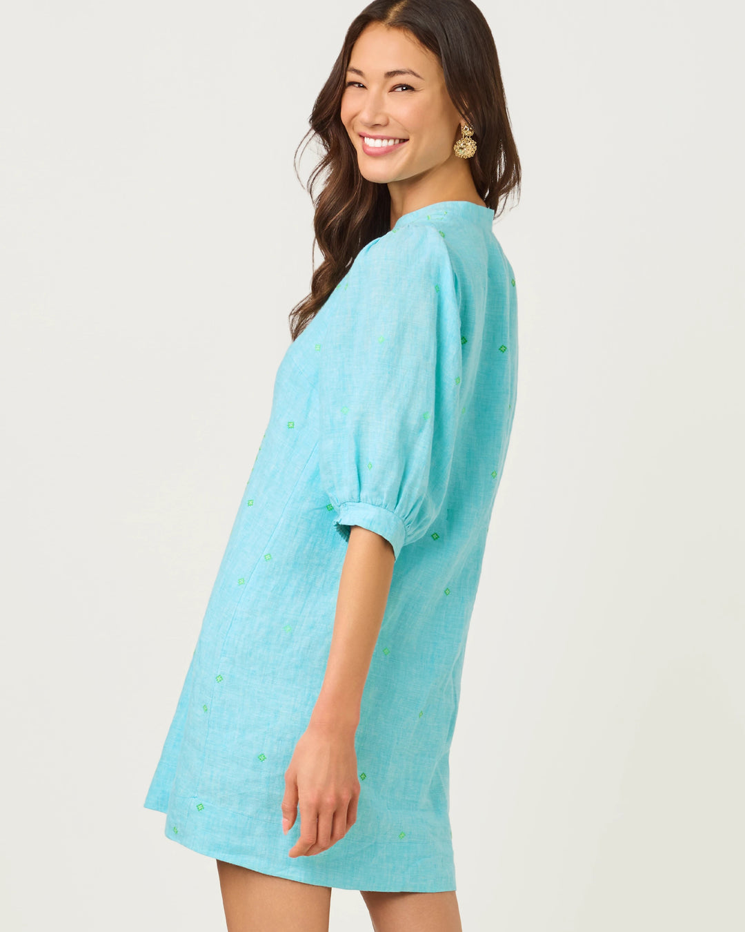 Capri Blue Resort White Linen Mialeigh Dress
