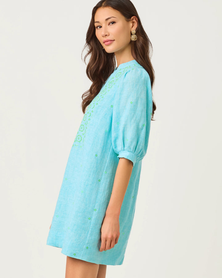Capri Blue Resort White Linen Mialeigh Dress