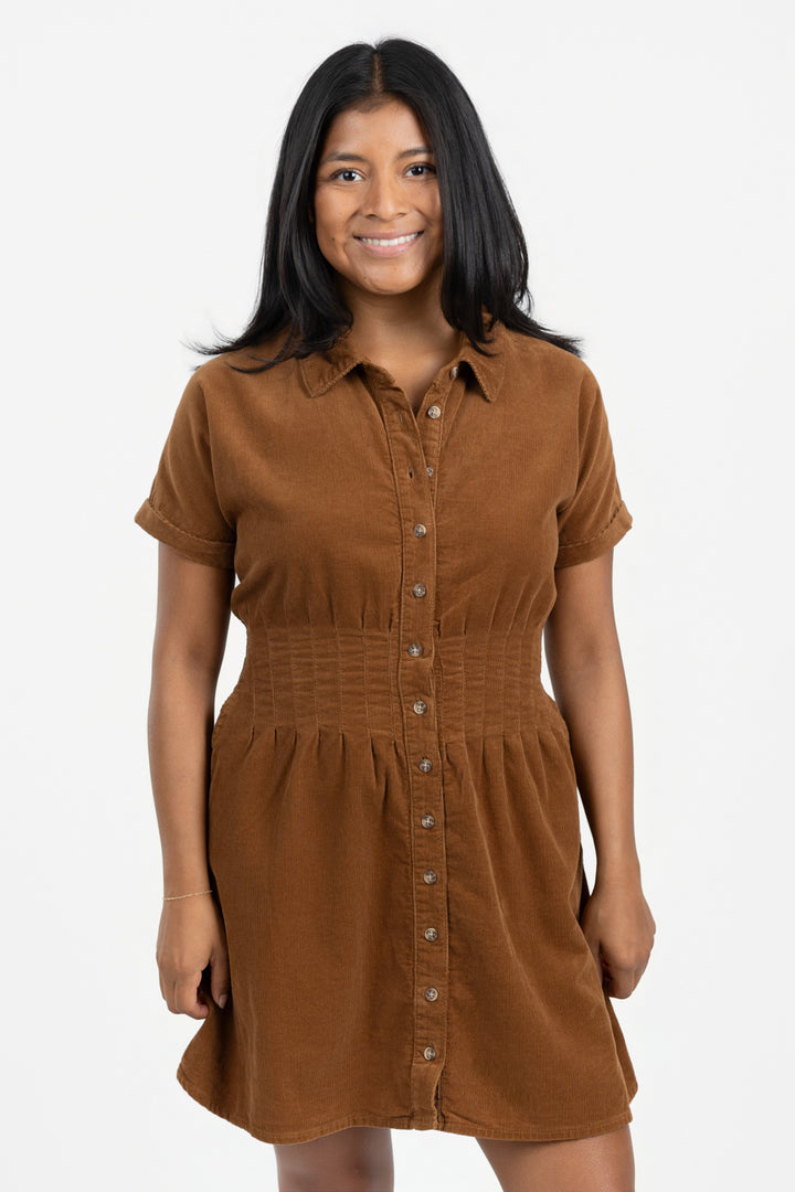Caramel Corduroy Isadora Dress