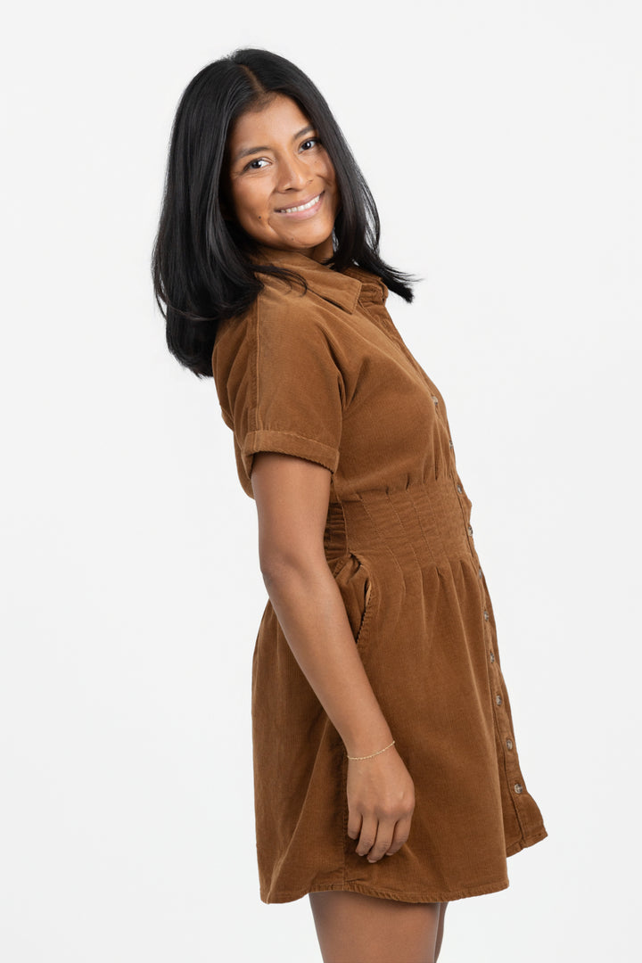Caramel Corduroy Isadora Dress