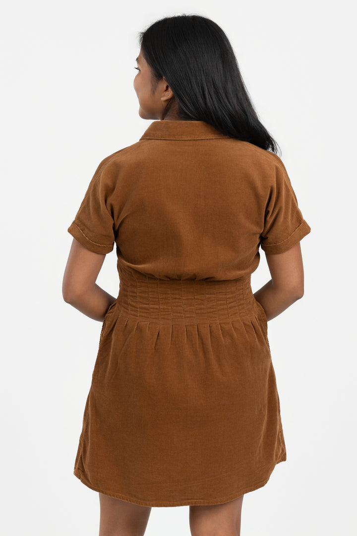 Caramel Corduroy Isadora Dress