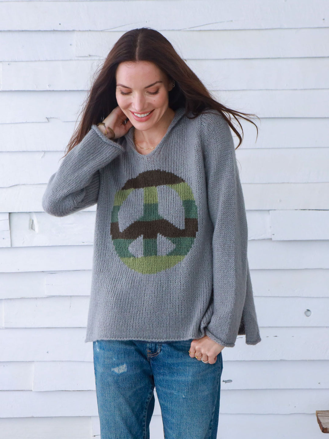 Cement Rainbow Peace Hoodie Sweater