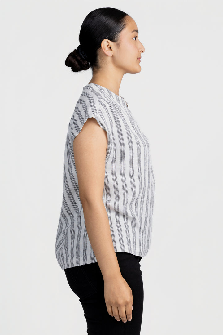 Chalk Black Stripe Relaxed Fit Sleeveless Top