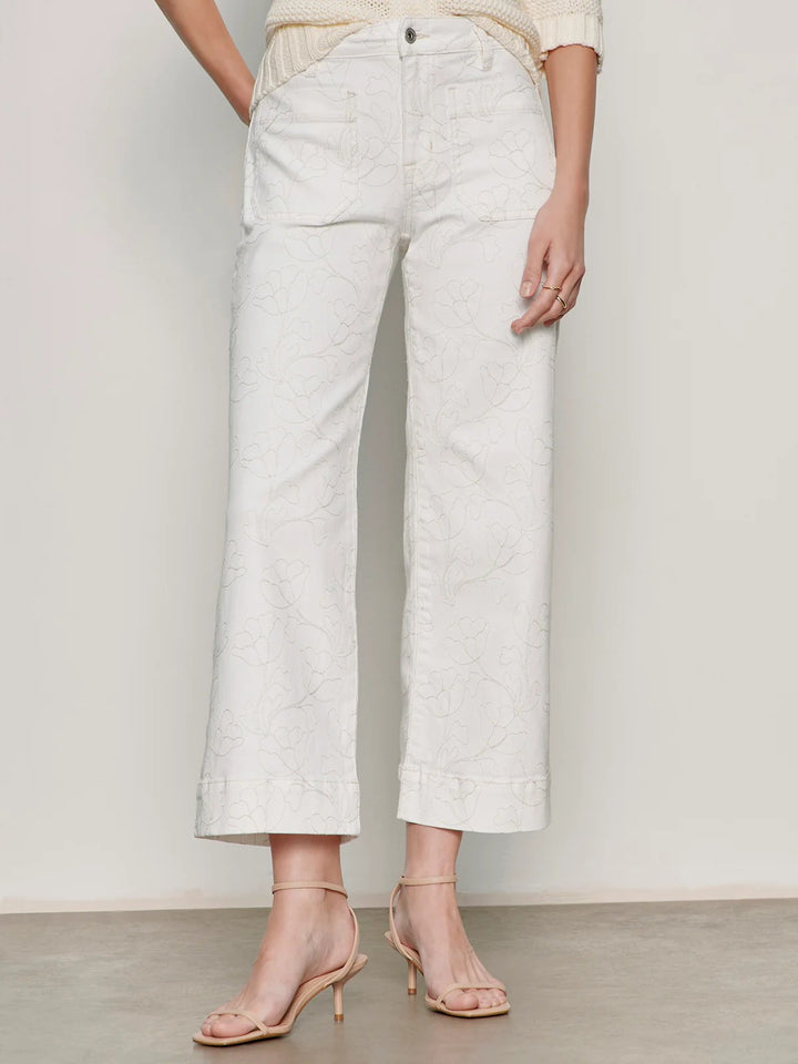 Chalk Embroidered Marine Crop Pant