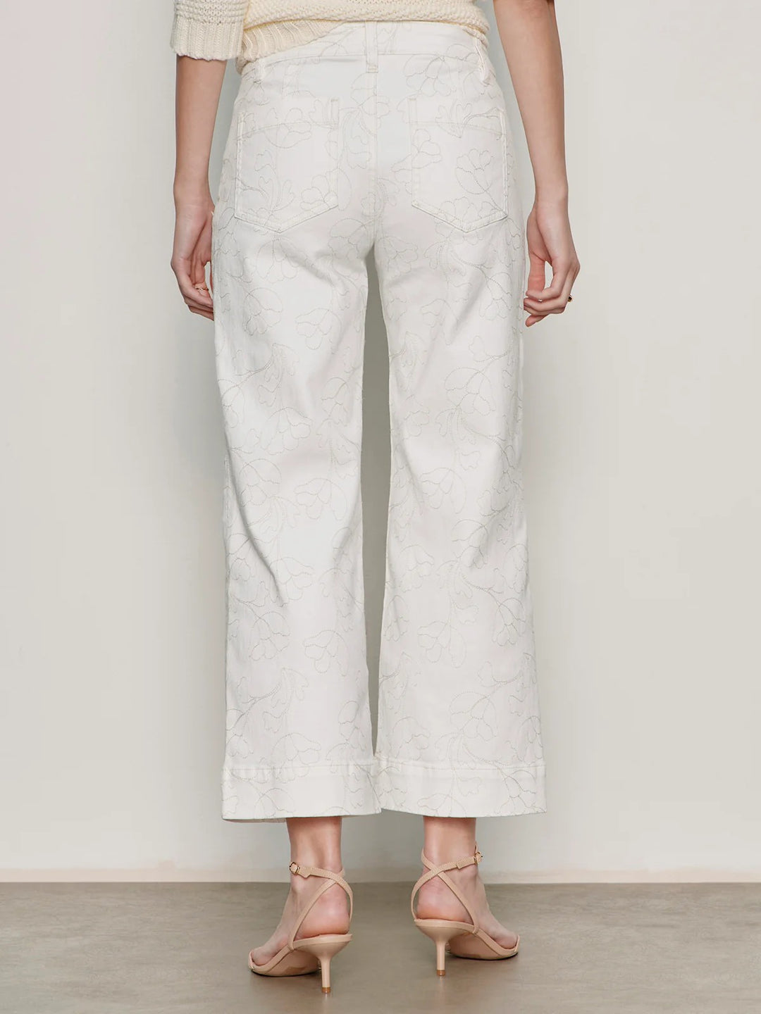 Chalk Embroidered Marine Crop Pant