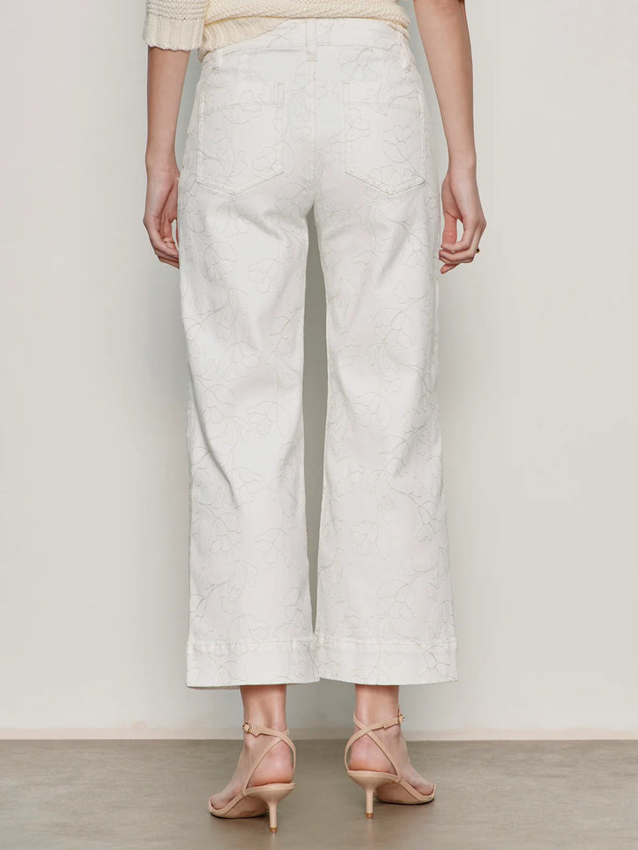 Chalk Embroidered Marine Crop Pant